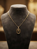 Tulip necklace ( gold with black touch )
