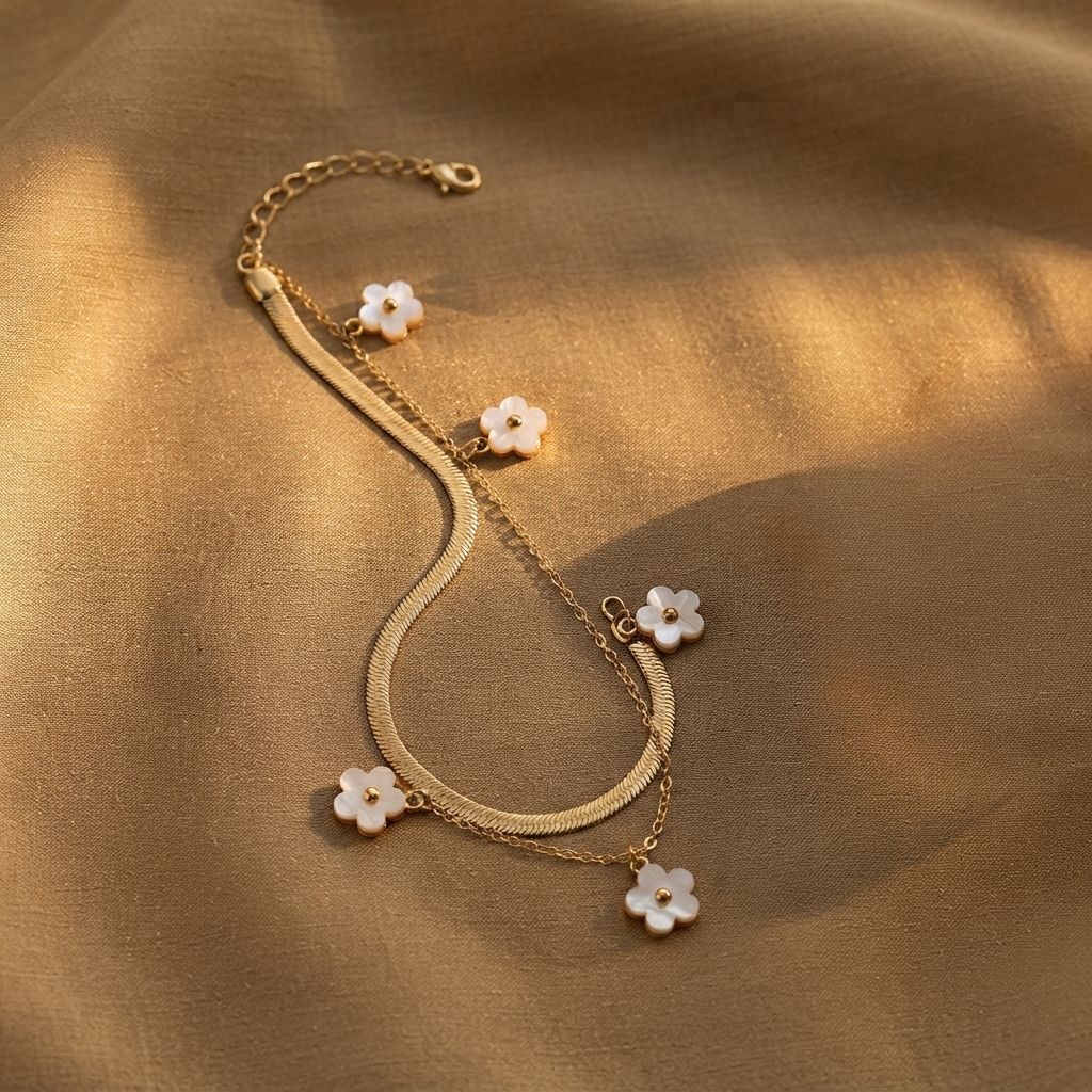 Double chain flower bracelet