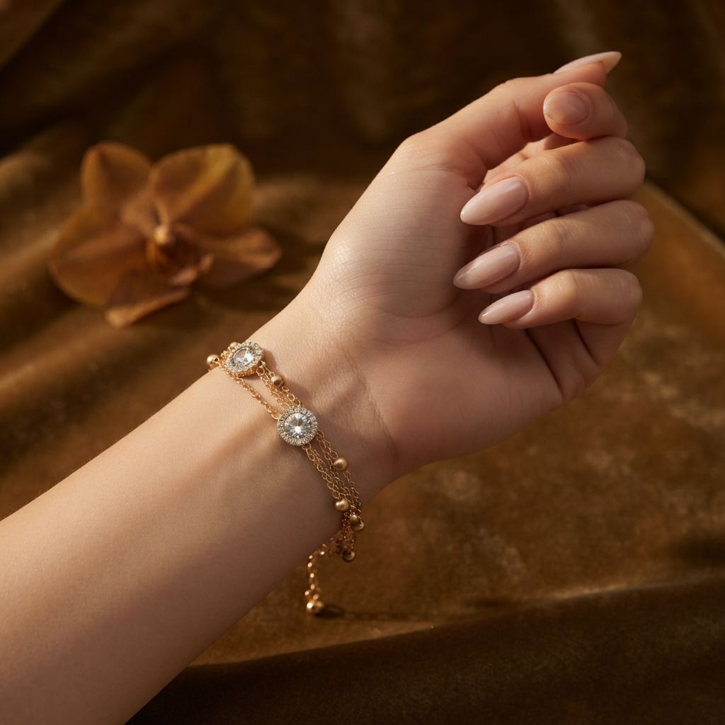 Double chain bracelet (white stone)