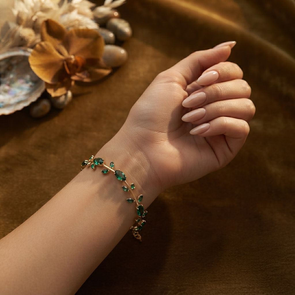 Tulip bracelet ( green and gold )