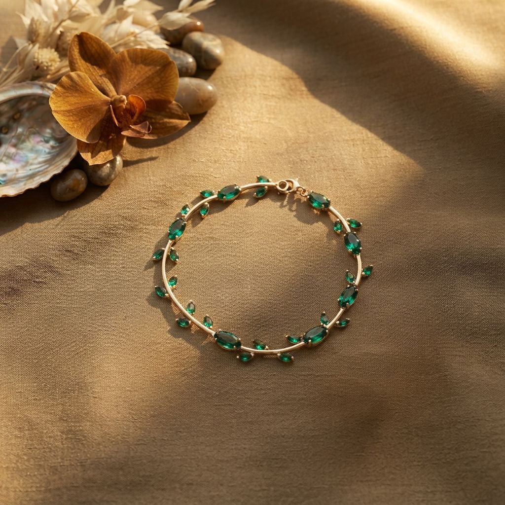 Tulip bracelet ( green and gold )