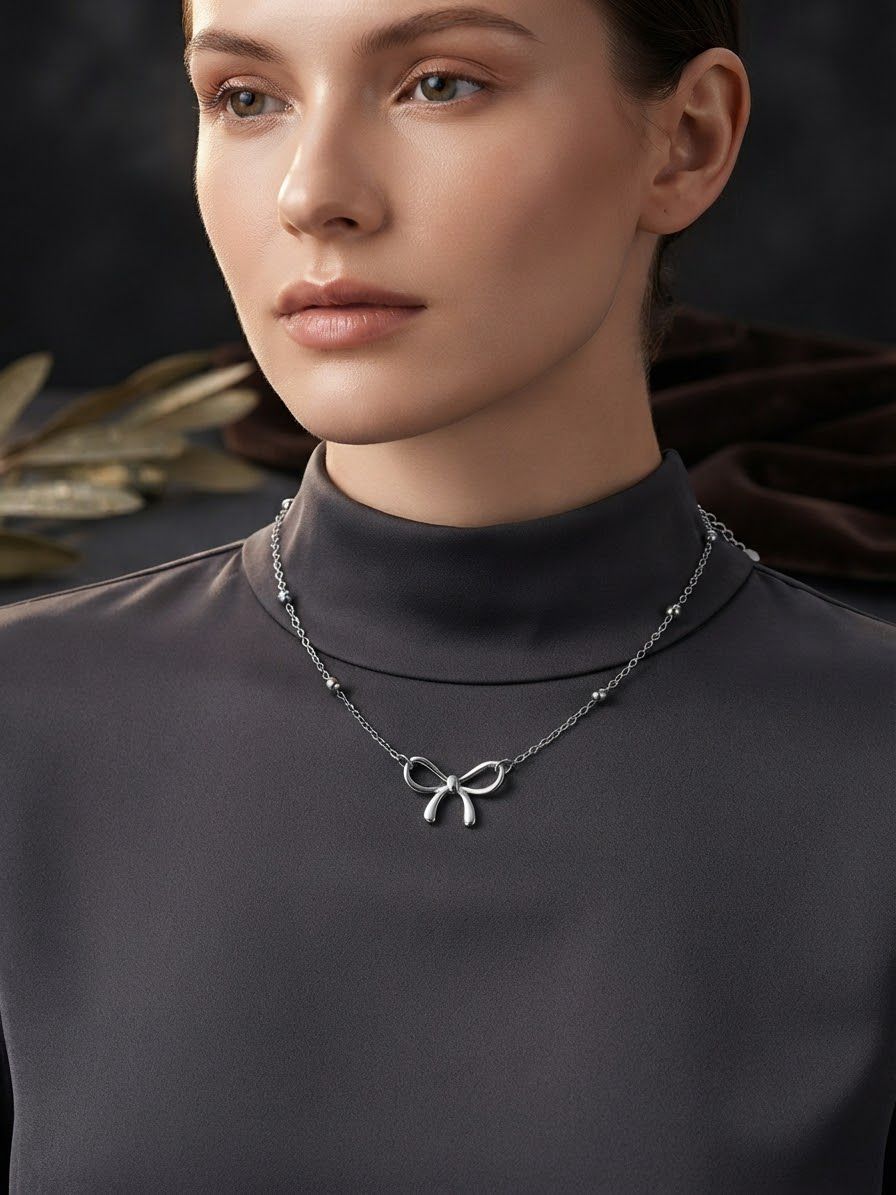 Bow necklace (silver)