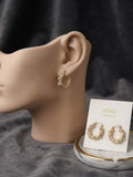 Textured Gold Hoops with Pearl Beading