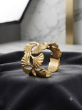 Gold-Tone Botanical Ginkgo Leaf Cuff Bracelet