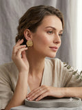 MNG Gold-Tone Textured Statement Stud Earrings